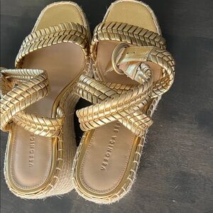 Veronica Beard “Rille” Gold Braided Wedges; new W/O tags
